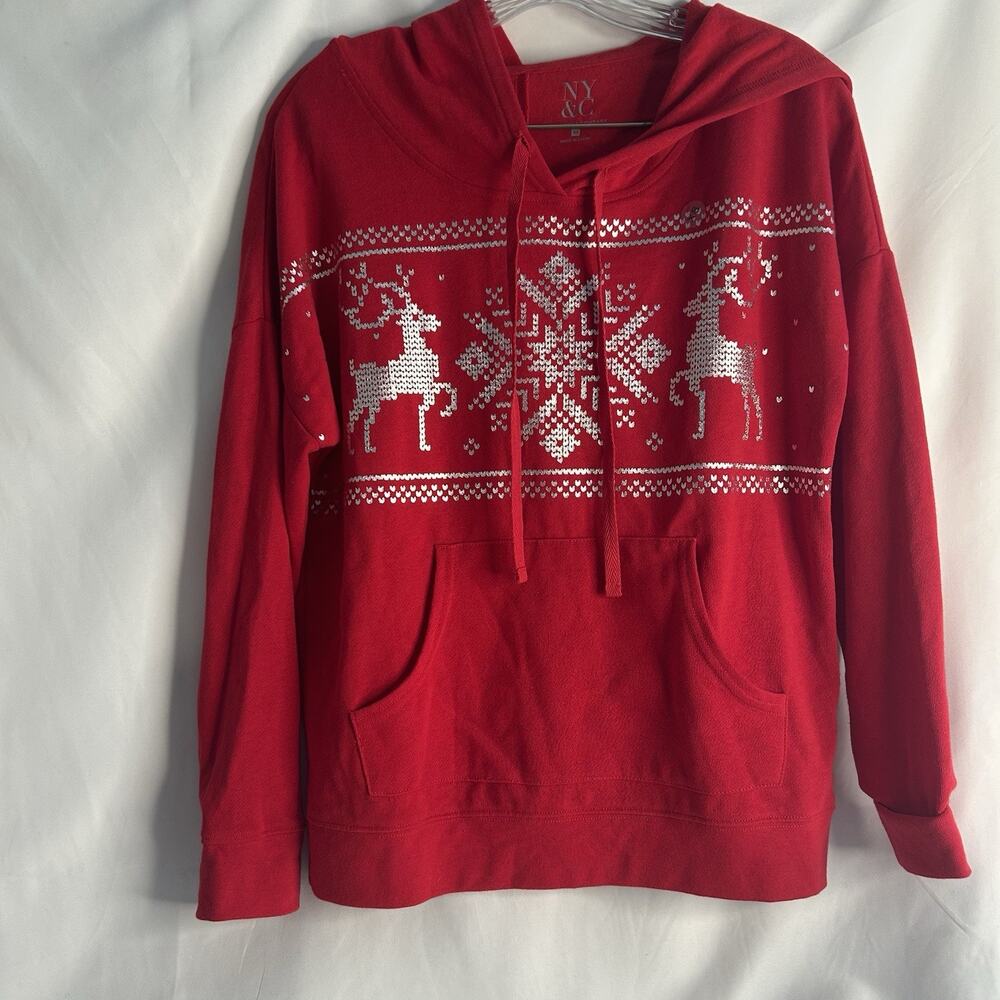 New York & Company Holiday Sweater Size XS Reindeer’s Snowflakes